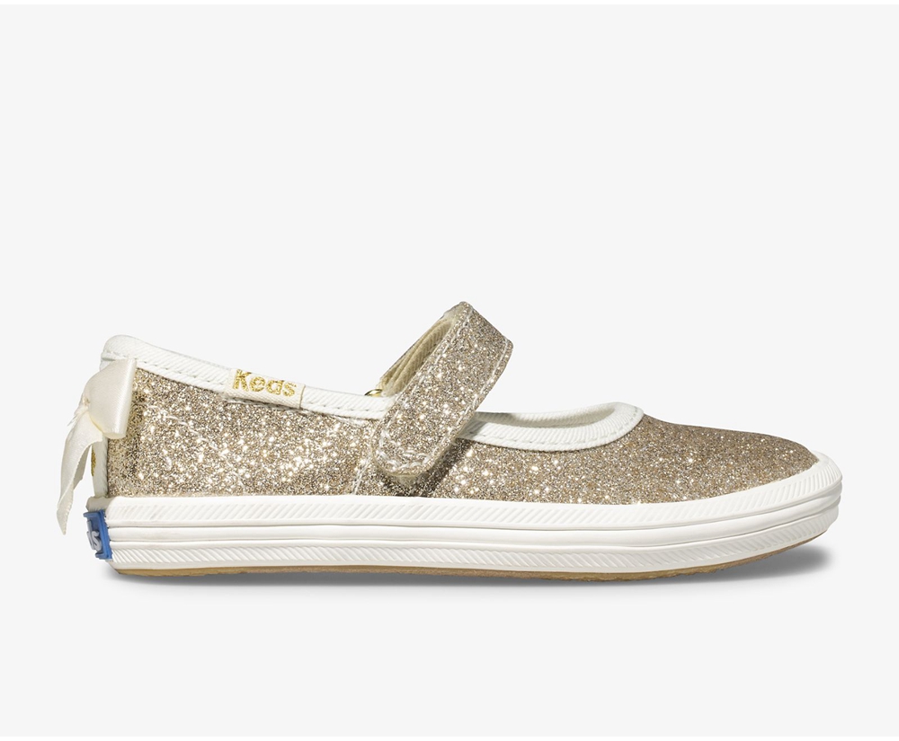 Kids Keds Slip Ons - Kate Spade new york Sloane MJ Glitter - Gold - 6054-URPXD